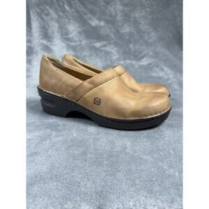 Born Shoes Womens 8 M Toby Slip On Clogs Brown Leather Comfort Low F38106